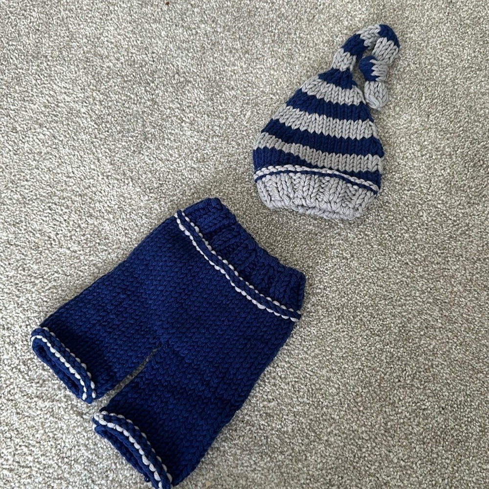 Cozy Knit Kids Matching Set - Blue and Gray